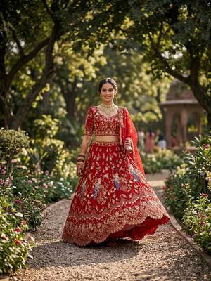 RED GEORGETTE EMBROIDERY LEHENGA WHIT BLOUSE 4