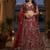 MAROON SOFT NET  EMBROIDERY SEMI STICHED  LEHENGA WHIT BLOUSE
