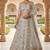 OFF WHITE SATIN   EMBROIDERY SEMI STICHED  LEHENGA WHIT BLOUSE