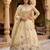 CREAM FANDY SILK EMBROIDERY SEMI STICHED  LEHENGA WHIT BLOUSE