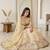 CREAM FANDY SILK EMBROIDERY SEMI STICHED  LEHENGA WHIT BLOUSE