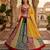 multi GEORGETTE   EMBROIDERY SEMI STICHED  LEHENGA WHIT BLOUSE