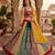 multi GEORGETTE   EMBROIDERY SEMI STICHED  LEHENGA WHIT BLOUSE