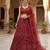 MAROON BUTTERFLY NET  EMBROIDERY SEMI STICHED  LEHENGA WHIT BLOUSE