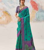 Faux kanjivaram silk weaving saree in sea green