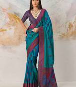Faux kanjivaram silk weaving saree in teal