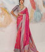Faux kanjivaram silk weaving saree in pink