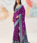 Faux kanjivaram silk weaving saree in purple
