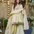 White silk readymade suit with real mirror work
