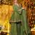 Green silk readymade suit with real mirror work