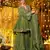 Green silk readymade suit with real mirror work