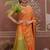 Tussar silk orange weaving traditional saree