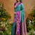Teal handloom weaving silk blend saree