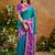 Teal handloom weaving silk blend saree