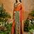 Orange handloom weaving silk blend saree