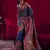 Navy blue handloom weaving pashnima silk blend saree