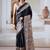 Black ajrakh print modal satin saree