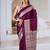 Wine ajrakh print modal satin saree