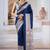 Navy blue ajrakh print modal satin saree