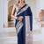 Navy blue ajrakh print modal satin saree