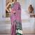 Magenta & white printed modal satin saree