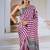 Magenta & white printed modal satin saree
