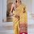 Mustard & white printed modal satin saree