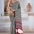 Black & white printed modal satin saree
