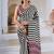 Black & white printed modal satin saree