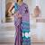 Purple & white printed modal satin saree