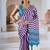 Purple & white printed modal satin saree