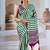 Green & white printed modal satin saree