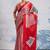 Red printed satin saree