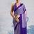 Violet printed satin saree