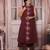 Maroon Sleeveless Cotton Kurti Set with Embroidery