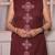 Maroon Sleeveless Cotton Kurti Set with Embroidery
