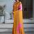 Mustard satin printed saree