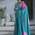 Turquoise satin printed saree