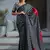 Black satin printed saree