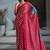 Crimson red satin printed saree