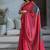 Crimson red satin printed saree