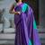 Purple satin printed saree