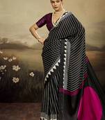 Satin black printed saree