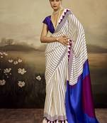 Satin off white printed saree