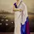 Satin off white printed saree