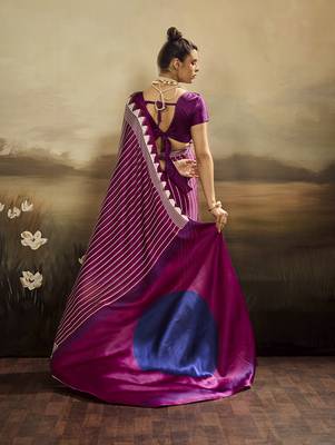 Satin wine printed saree 4