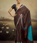 Satin brown printed saree