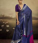 Satin navy blue printed saree