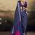 Satin navy blue printed saree