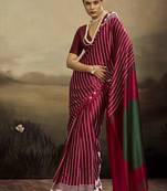Satin maroon printed saree